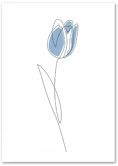 Premium Wall Art - Whispers in Bloom: Minimalist Floral Line Art (Multiple Sizes Available)
