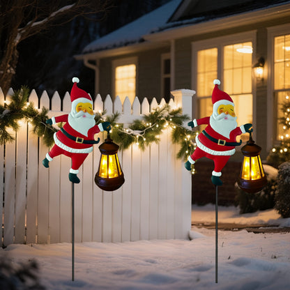 GlowFest Solar Festive Lantern Hero - Decorative Lights - Festive Santa Claus Figurine with Lanterns, Energy-Efficient Outdoor Holiday Decor for Garden